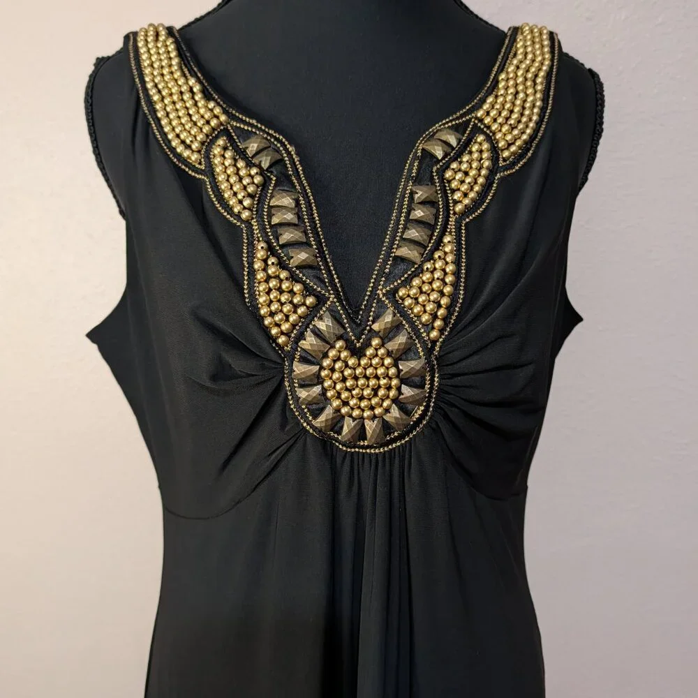 Ronni Nicole by Ouida Black Evening Sleeveless Beaded Dress Size Large - Picture 3 of 9